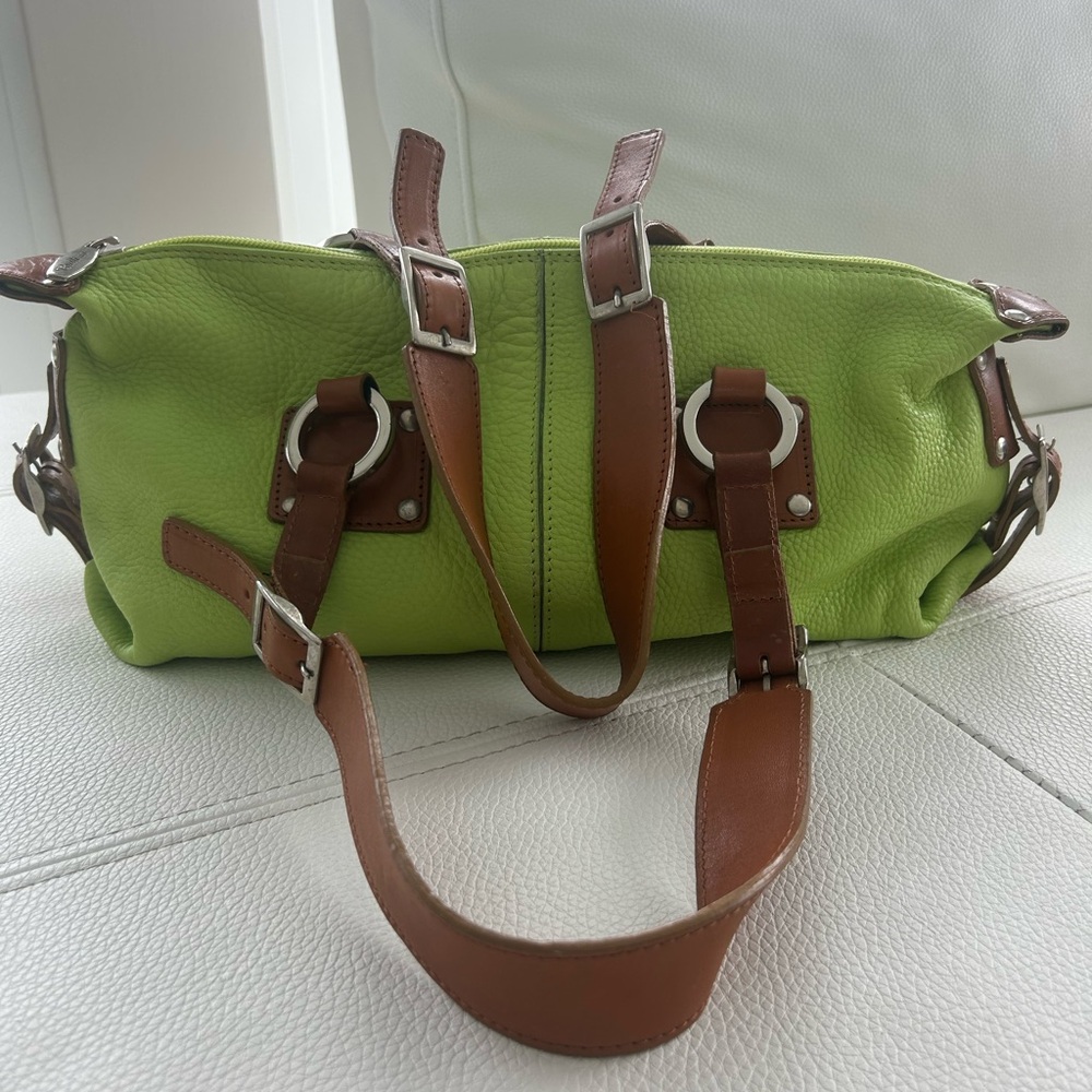 Cristina AvantGarde Colorful Green Leather Satchel Genuine Leather Made in Italy